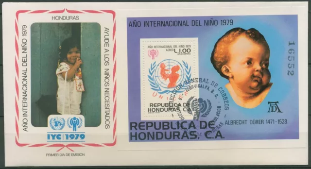 Honduras 1980 Jahr des Kindes UNICEF Gemälde Dürer Block 32 FDC (X62085)