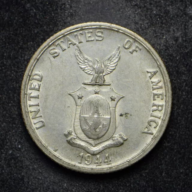 1944-S Phillipines Fifty Centavos .750 Silver AU+ (bb12858)