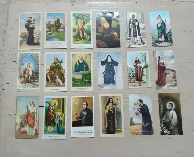 Lotto di diciotto 18 santini devozionali Santi  Holy card preghiera su retro