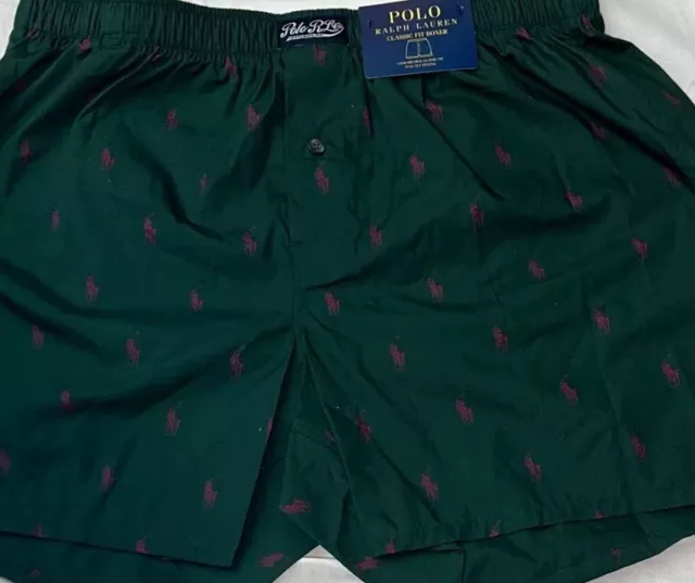 Authentic Polo Ralph Lauren  Classic Fit Boxer Green/Pony All Over Size Large