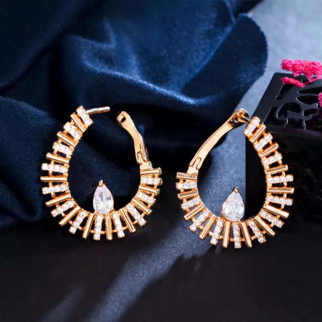 Unique African Gold CZ Drop Earrings for Women Punk Korean Jewelry Accessories