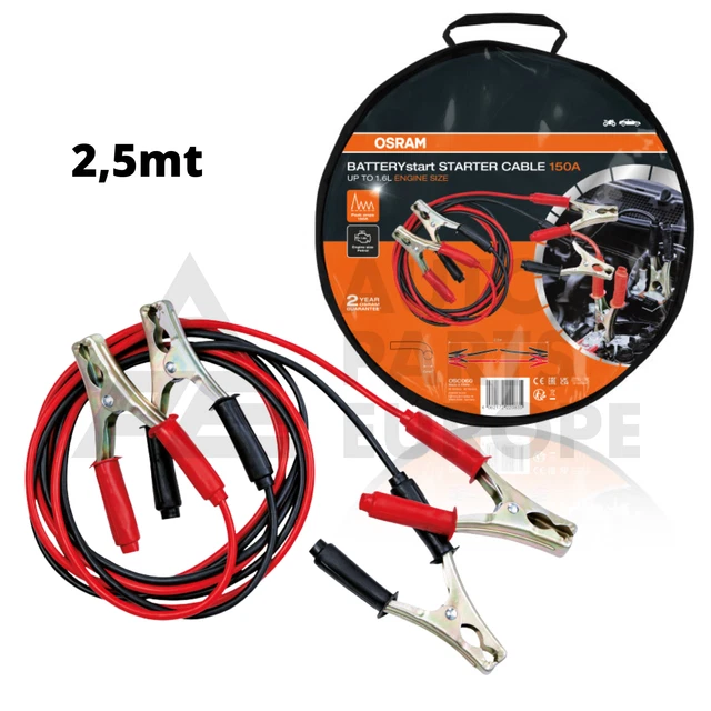 CAVI STARTER PINZA 150A PER AVVIAMENTO BATTERIA AUTO MOTO CAMPER 2,5mt
