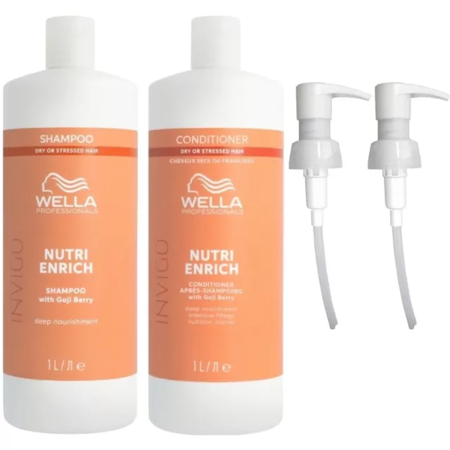 Wella Invigo Nutri Enrich Shampoo and Conditioner Litre Duo Pack + Free Pumps