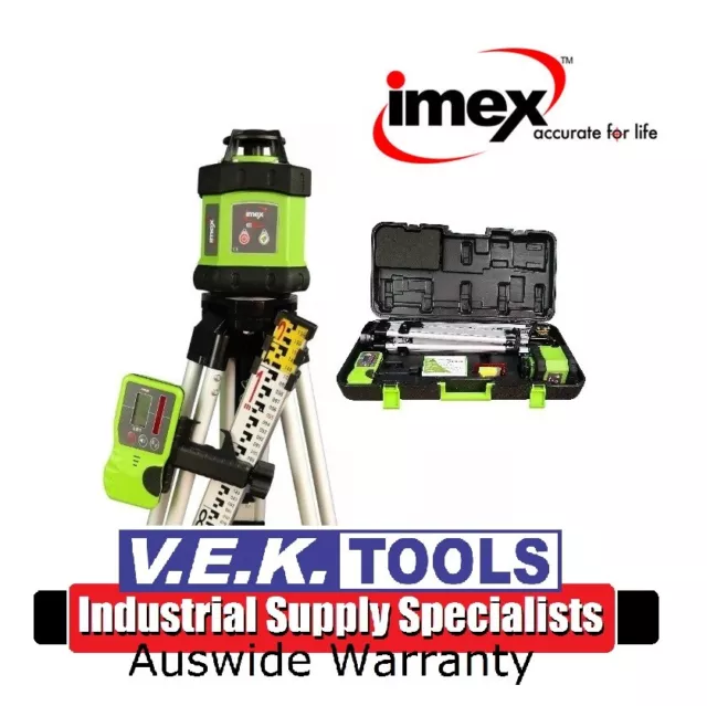 Imex Lasers Red Beam Construction Laser Level & Tripod Staff-3Yr Aus Wrnty Pls