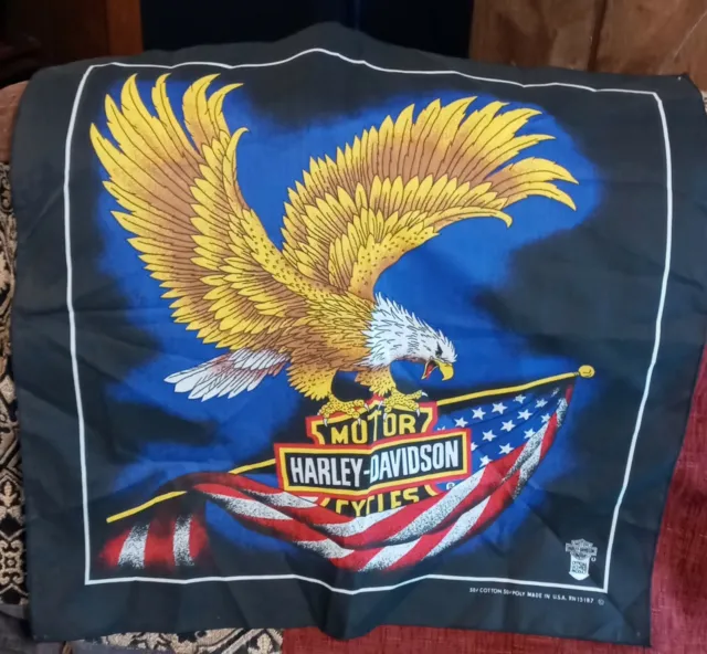 Vintage Licensed Harley Davidson Motorcycles Eagle USA Flag Black Bandana