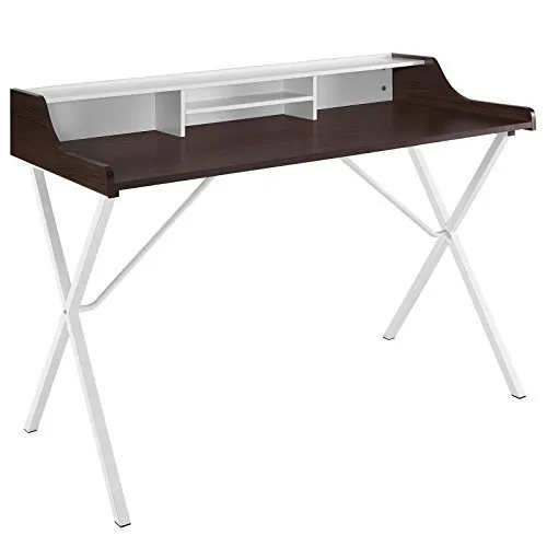 Modway Bin Contemporary Modern Writing Desk With Storage Cubbies in Cherry