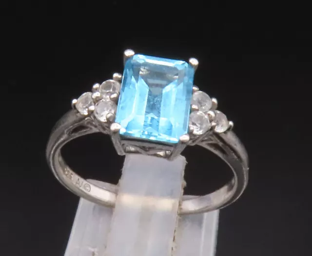 925 Sterling Silver - Vintage Fancy Blue & White Topaz Ring Sz 7 - RG25068