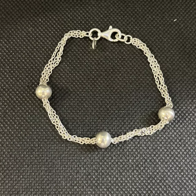 Bracelet  chaîne boule argent massif 925 Ref C963