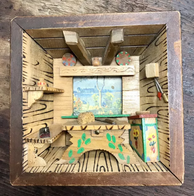 Diorama Vintage Shadow Box Kitchen Scene 3D