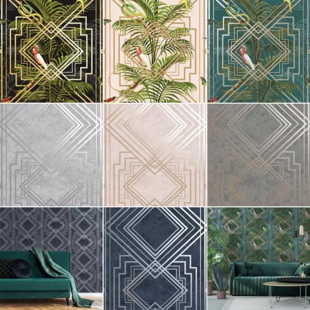 Holden Delano & Congo Wallpaper Metallic Geometric Trellis Exotic Art Deco