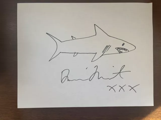 Damien Hirst Original Signed Artwork SHARK SKETCH Doodle Rare Drawing