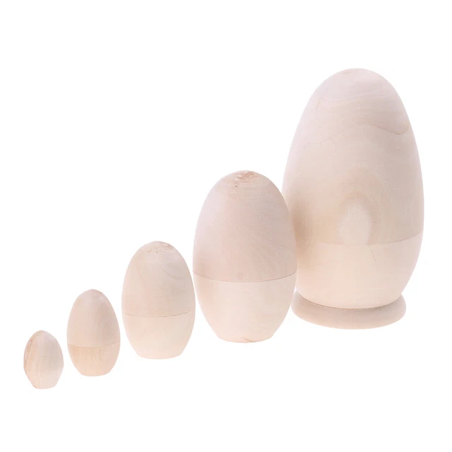 5er Set unbemalte russische Nesting Dolls aus Holz, die Babuschka