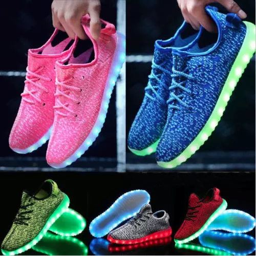 Unisex 7 LED Light Lace Up Luminous Shoes Sneaker Sportswear USB Rechargeable 2