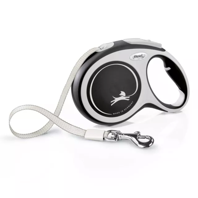 Flexi New Comfort Tape Grey & Black Large 8m Retractable Dog Leash/Lead for Dogs