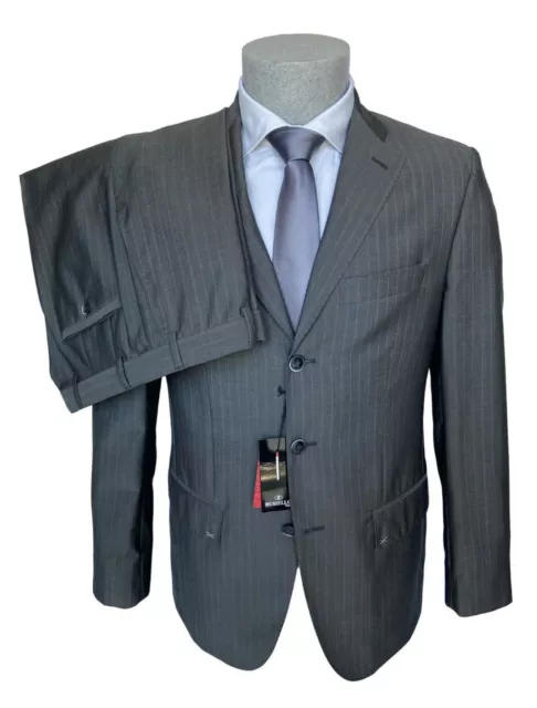 Abito uomo BUSIELLO grigio gessato DROP 6 in Lana Vergine Vitale Barberis, - 80%