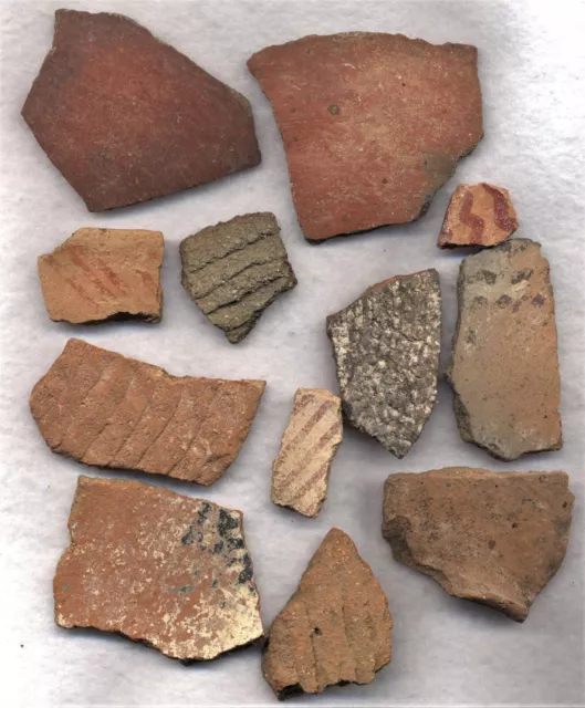 Anasasi Pottery Shards Decorated Paint Incised Collected in Arizona Lot 1