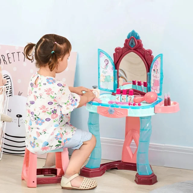 31 pezzi toeletta bambini con specchio magico principessa, luce e musica