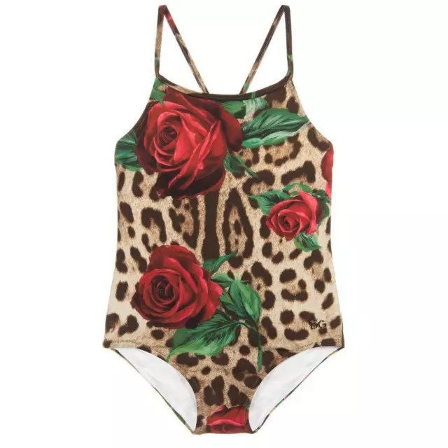 DOLCE AND GABBANA Kids Girls Leopard And Rose Print Swimsuit 7-8 Years EUR  82,01 - PicClick FR
