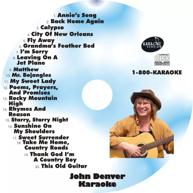 CUSTOM KARAOKE JOHN DENVER 20 GREAT SONG cdg CD+G HARD-TO-FIND AND MORE