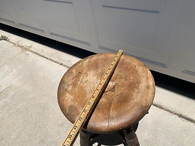Antique 19thC A. Merriam Piano Wood Swivel Stool Seat Bench Ball Claw Glass Feet 2