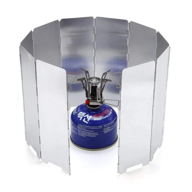 Pare-Vent Pliable Pour Réchaud Camping - 16 Plaques Aluminium Avec Tubes Télescopiques Et Sac