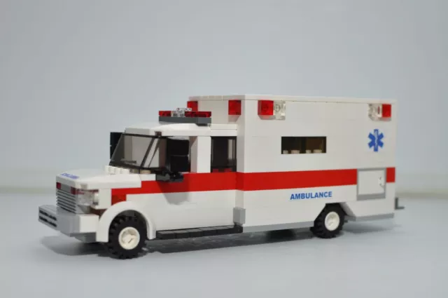 LEGO AMBULANCE CITY EMT Medic Truck Red Stripe White Custom Speed