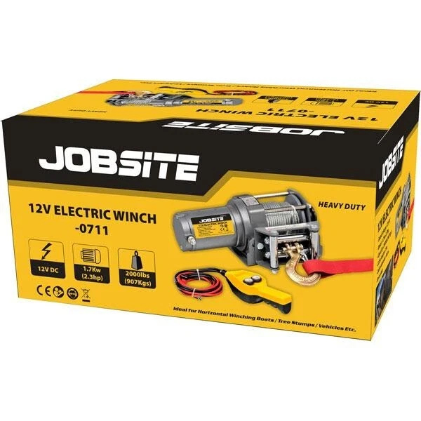 Silverline 12V Electric Winch - 900kg (2000lb) Capacity