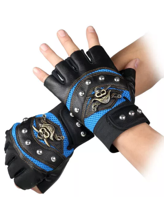 1pair Studded Half Finger Gloves For Women, Street Dance Cool Fingerless  Gloves