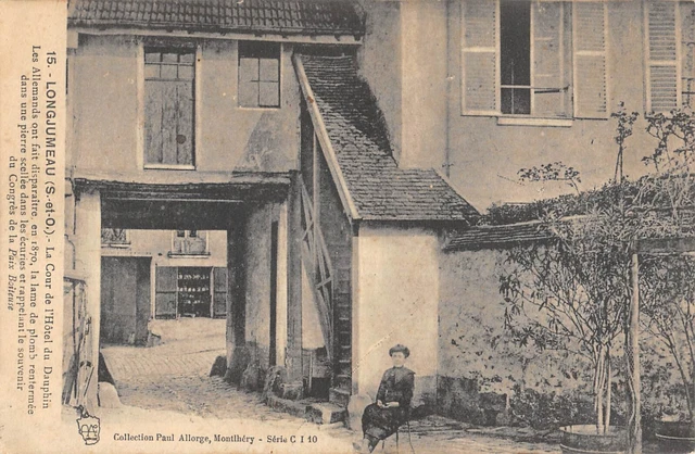 Cpa 91 Longjumeau La Cour De L'hotel Du Dauphin