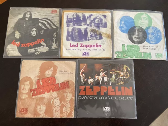 led zeppelin Lot De 5 Vinyles 45trs Portugal