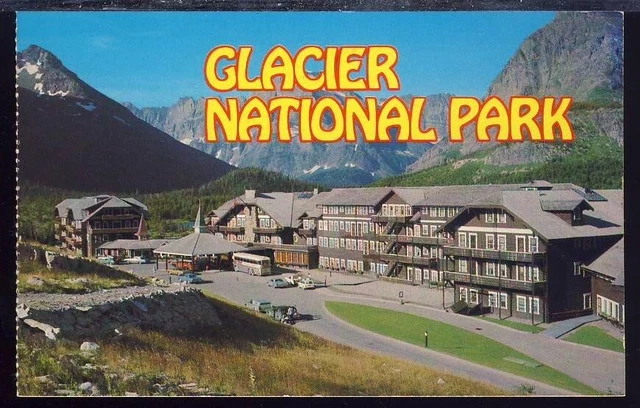 VTG Postcard Glacier National Park, Montana, Hotel on Swiftcurrent Lake