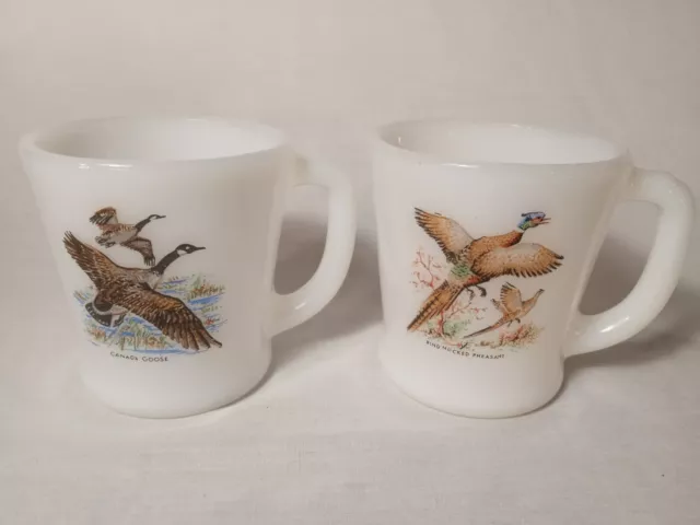 Lot of 2 Vintage Fire King Oven-ware Game Bird Cups Canada Goose Pheasant