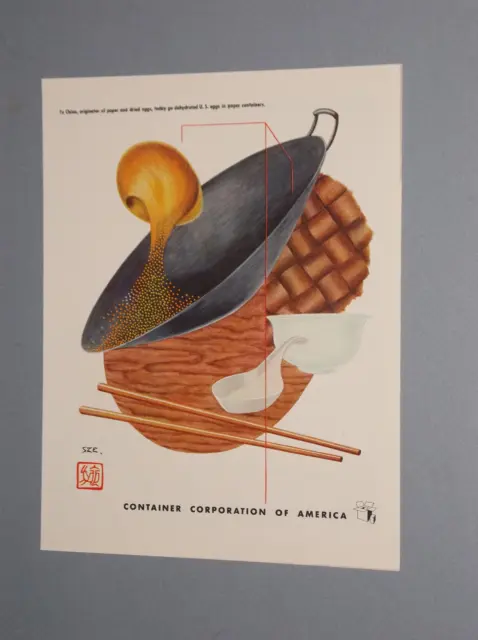 1944 Container Corporation Of America Ad China By Sze Dehydrated Eggs To China