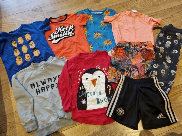 Boys Clothes 4-5 Years 9 Piece Bundle Tops Swim Shorts & Vest Xmas Top GC