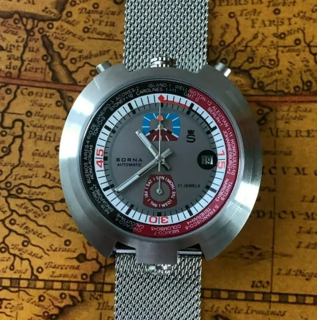 AUTOMATIC WATCH SORNA Racing Gmt Retro Bullhead Watch Wristwatch NOS Style Watch 167.57 PicClick UK