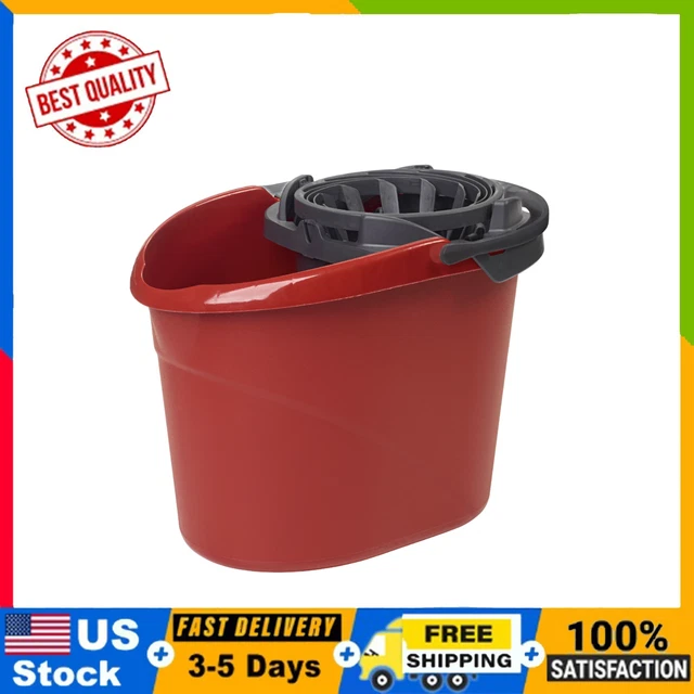 QuickWring Bucket, 2.5 Gallon Mop Bucket with Wringer, Red
