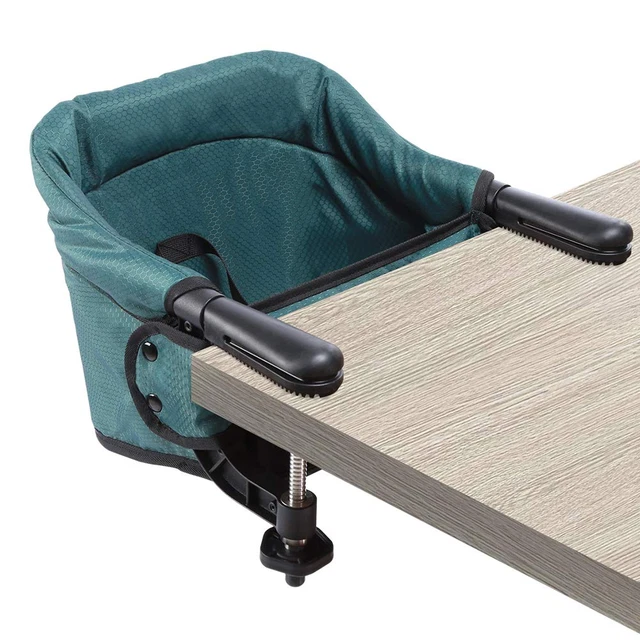 Hook On High Chair, Clip on Table Chair w/Fold-Flat Storage Dark Green