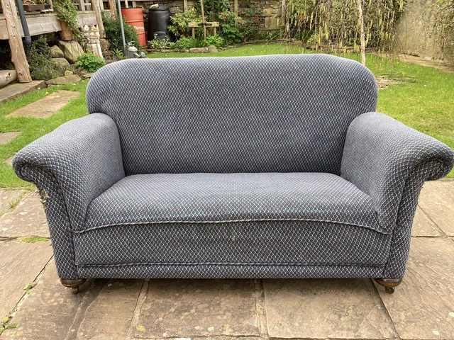 Antique Victorian Drop Arm 2 Seat Sofa Day Bed Chaise Long Bun Feet and Castors
