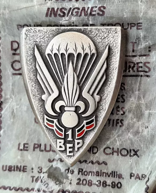 Insigne 1° BEP Parachutiste LÉGION ÉTRANGÈRE Retirage Drago 1982 French FFL