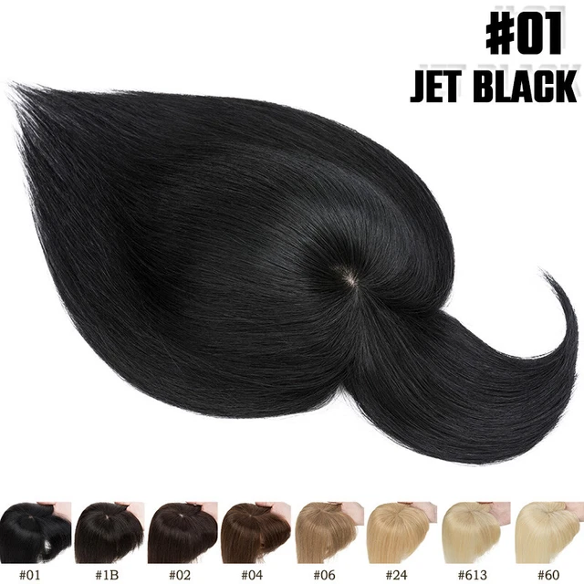 8.5x8.5cm Clip In Women Human Hair Topper with Bangs 150% Density #1 Jet Black