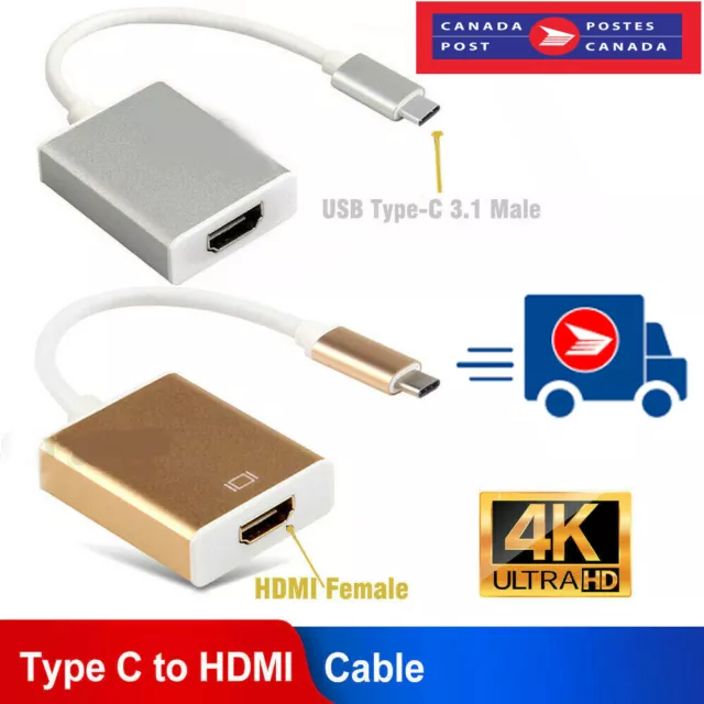 USB-C Type C USB3.1 Male to HDMI Female HDTV 1080p Adapter Cable for MacBook 12"