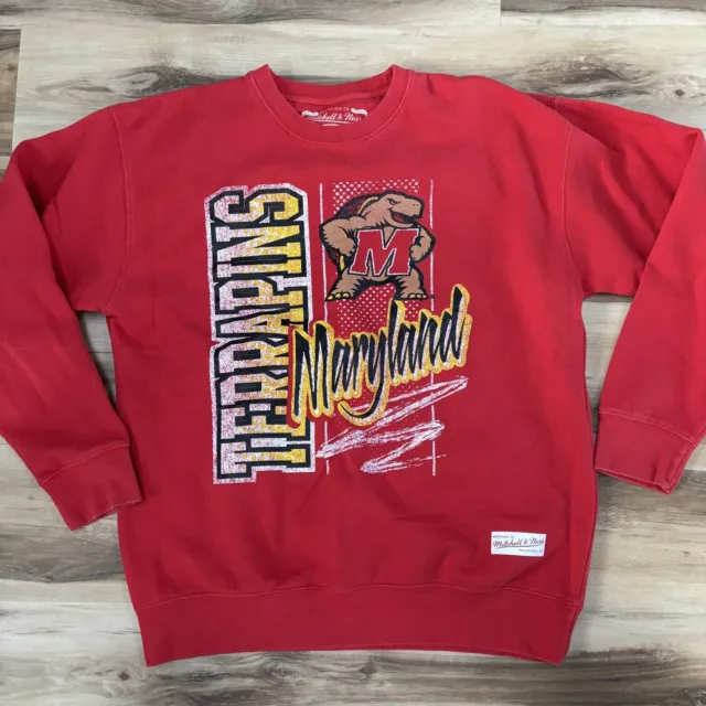 Maryland Sweatshirt Mens Large Maryland Terps Mitchell Ness Retro Crewneck