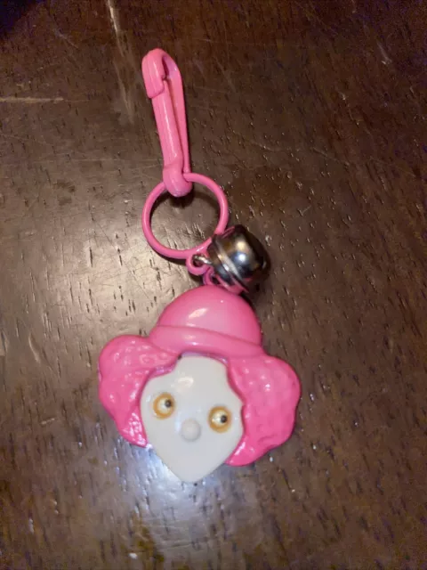 Vintage 1980s Plastic Bell Charm Pink Clown Face 80s Charm Necklace