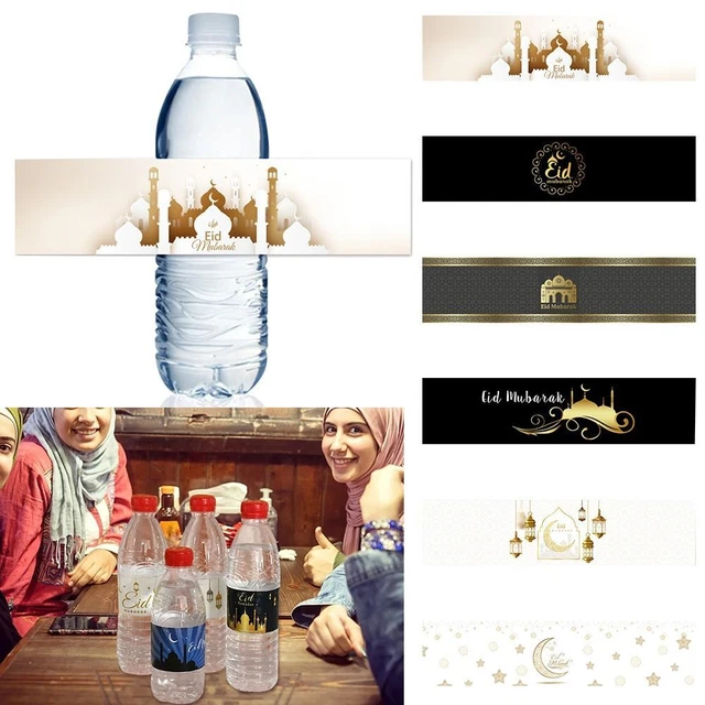 10/20pcs Eid Mubarak Ramadan Water Bottle Labels Stickers Decor Bottle Stickers