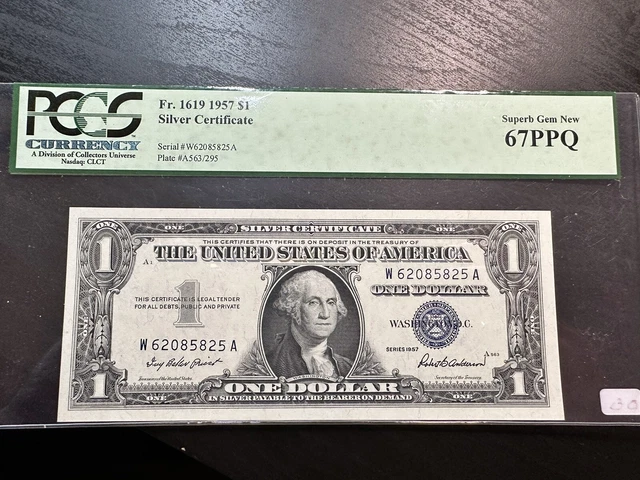1957 $1 One Dollar Silver Certificate Fr. 1619 PCGS Superb GEM 67 PPQ W62085825A