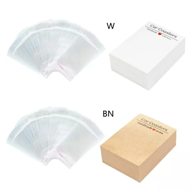 100 Pcs Car Coasters Cards with Storage Bags for Small Business Packaging