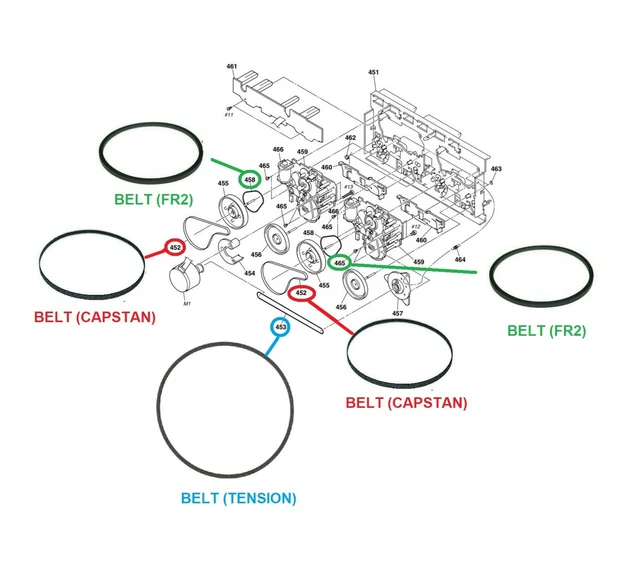CASSETTE TAPE DECK Belts Kit ( 5 Belts ) Rubber Belt For Sony Audio
