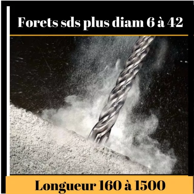 Foret mèche béton sds plus diam 6 à 42 mm long 160 à 1000 mm  REF PRSDST...