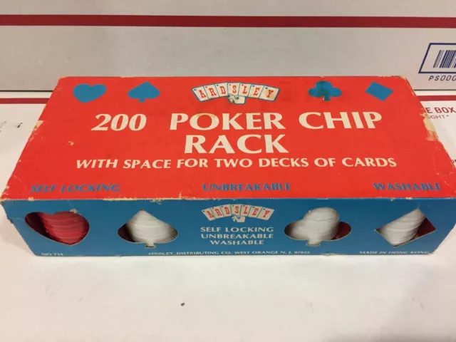 Vintage Ardsley 200 Poker Chip Rack RED WHITE BLUE Space for 2 decks 99% Complet