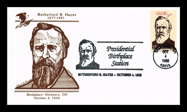 Dr Jim Stamps Us Cover Rutherford B Hayes Presidential Birthplace Delaware Ohio